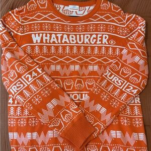 WhataBurger Orange Crewneck Christmas Sweater Fast Food